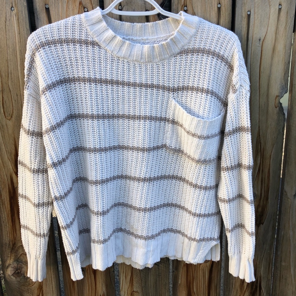 American Eagle Striped Sweater with Pocket - Women’s Size Small
